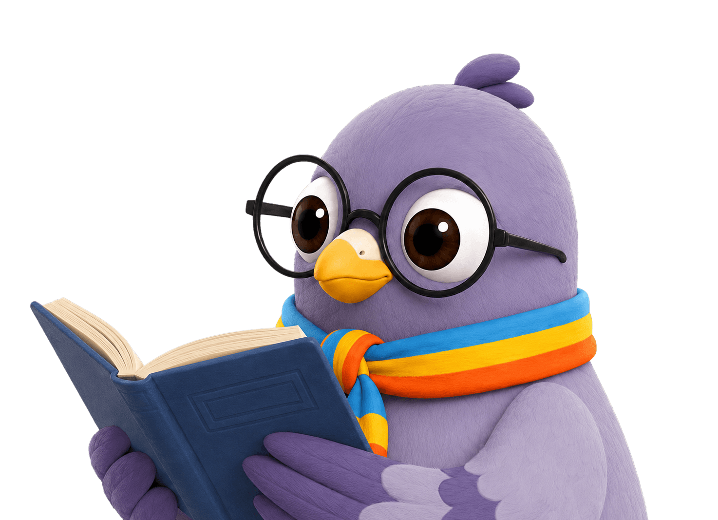 Pax reading a book with glasses